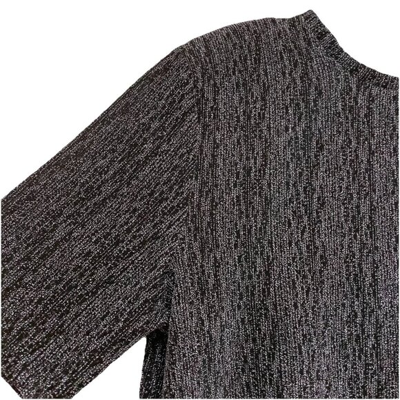 MANGO Black Lurex Knitted Short Sleeve T-shirt Sz L NWT - Picture 6 of 10